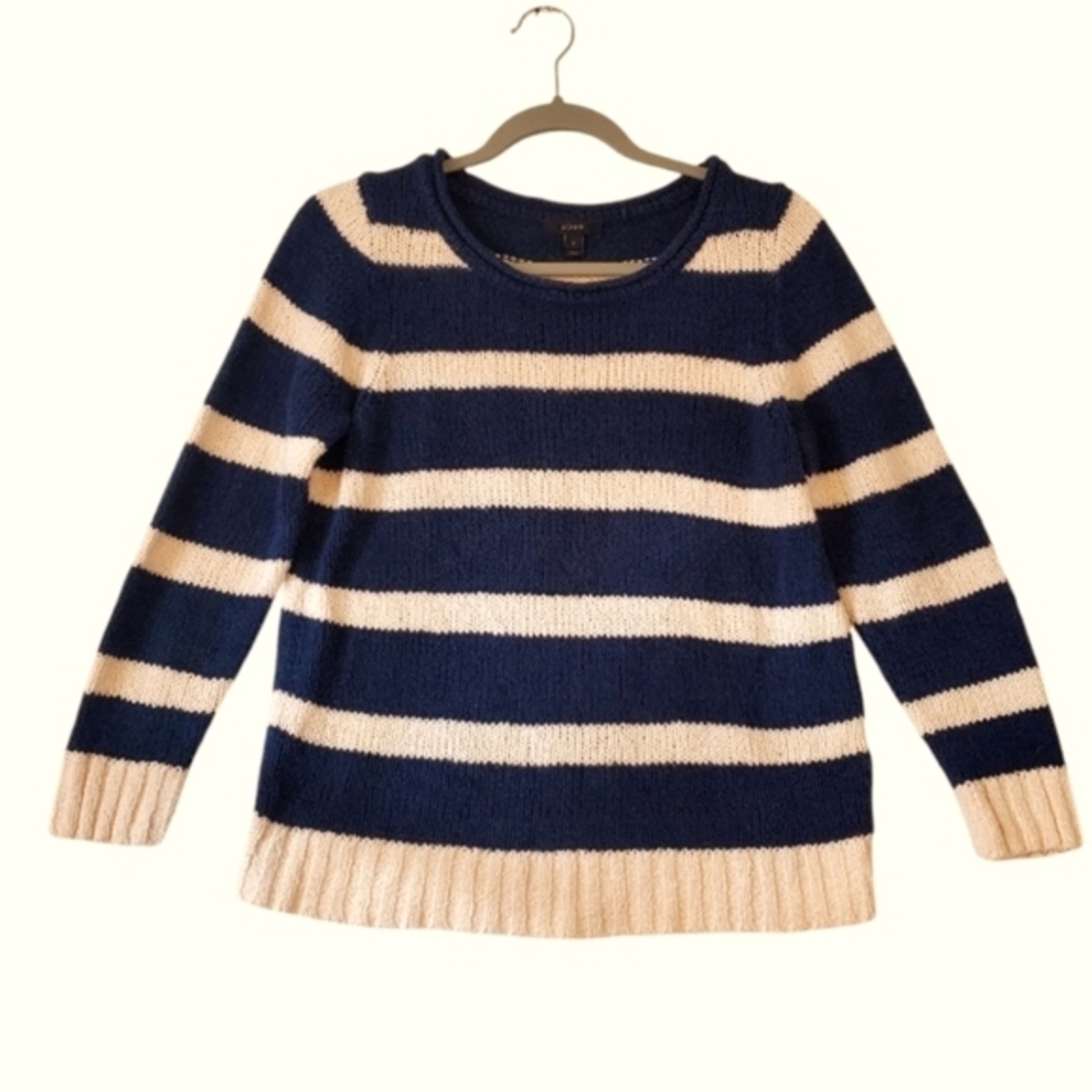 J.Crew Knit Striped Navy White Sweater Top Size Small Women